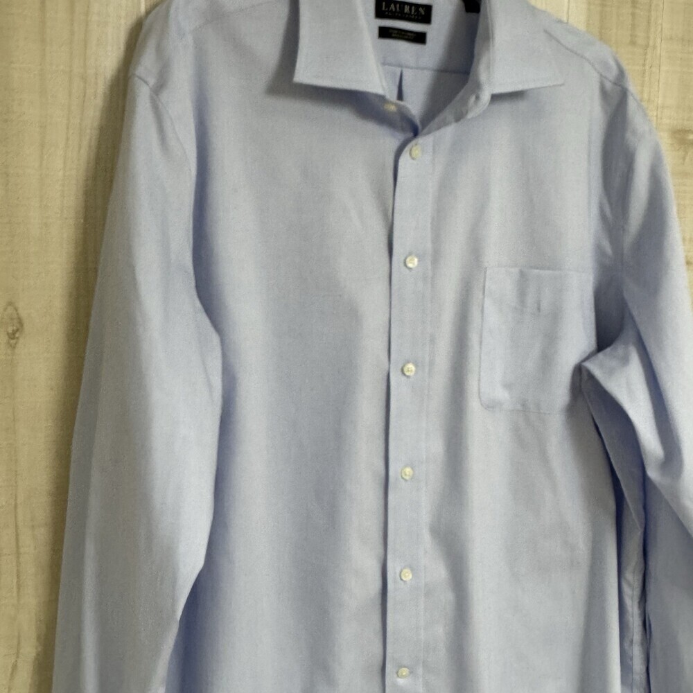Lauren Ralph Lauren Dress Shirt Mens 17.5 34/35 XL Blue Regular Fit Stretch - Picture 5 of 6